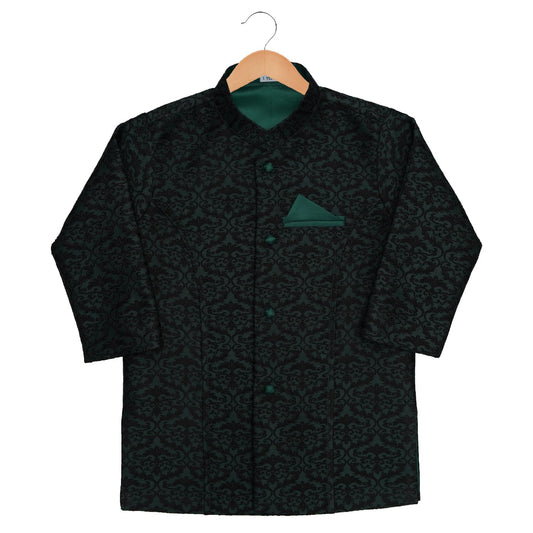 Shervani-Dark Printed Green